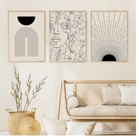 Boho Leinwand Abstrakte Linien Wohnkultur