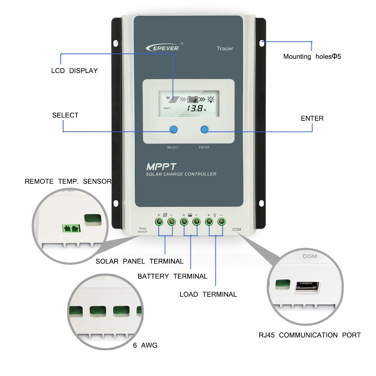 EPEVER Tracer Series MPPT 40A 30A 20A 10A Solar Laderegler